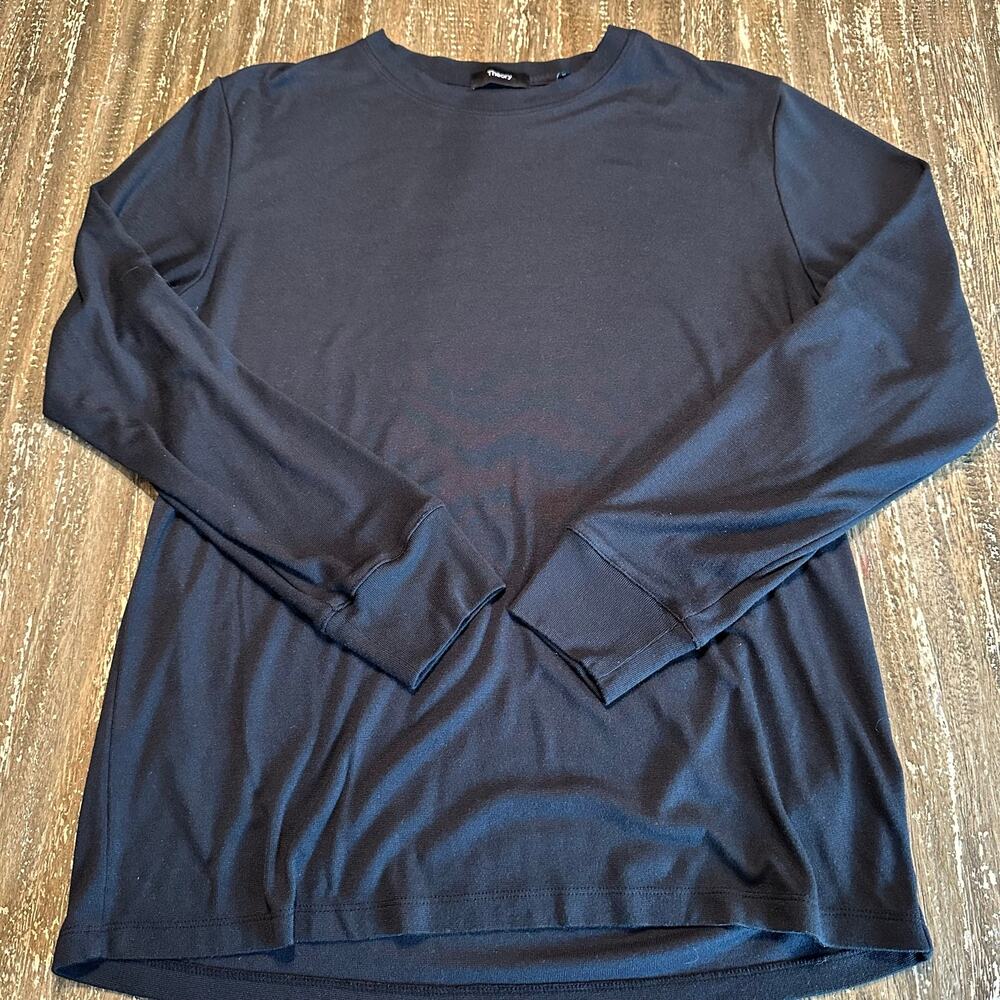 Theory Long Sleeve Modal Blend Crewneck Sweater Shirt Top Black Men’s Size M